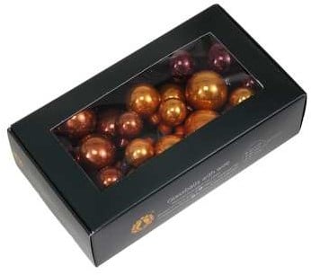 Kerstballen glas Caramel Brown 20 25 30 mm 6 bundels van 6 = 36 stuks
