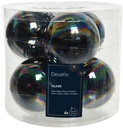Glazen kerstballen Parelmoer Iriserend transparant 80 mm doos 6 stuks