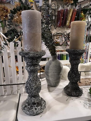 Cement kandelaar 16,5x16,5x35 cm