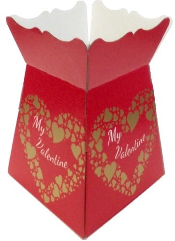 Euro Boeketdoos Valentines Script rood goud 25 stuks