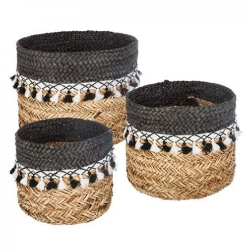 Manden Zeegras zwart/wit set 3 stuks