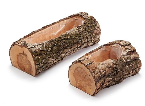 Elm log planter met schors 19 cm
