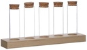 Hout Holder 5 flesjes met kurk Ø3x10 cm
