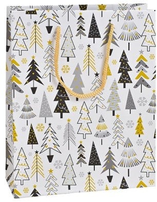 Geschenktasje winterbos 18x23x8 cm set 3 stuks