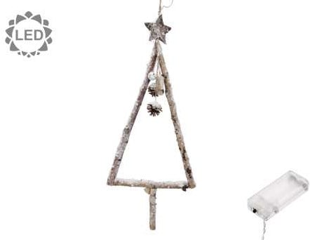 Boomvorm takken met LED houten kerstboom met deco manco 28x82 cm