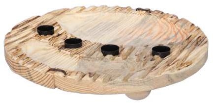 Houten Borrelplank kandelaar rond 30 cm voor 4 kaarsen