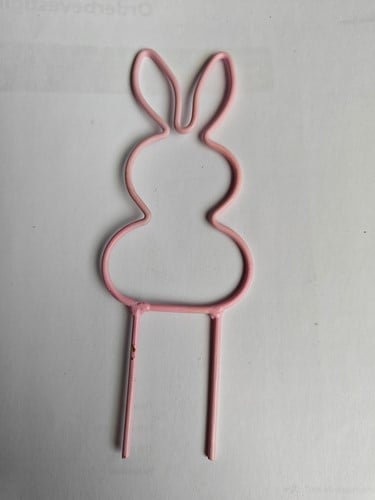 Metalen Frame Haas staand oor op steker Roze 15 cm