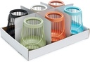 Metalen windlichten Pastel 15.5 cm set 6 stuks