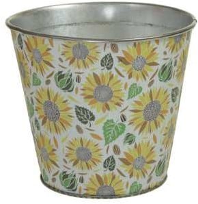 Bloemenpot Metal Flowerpot round bloemetjes
