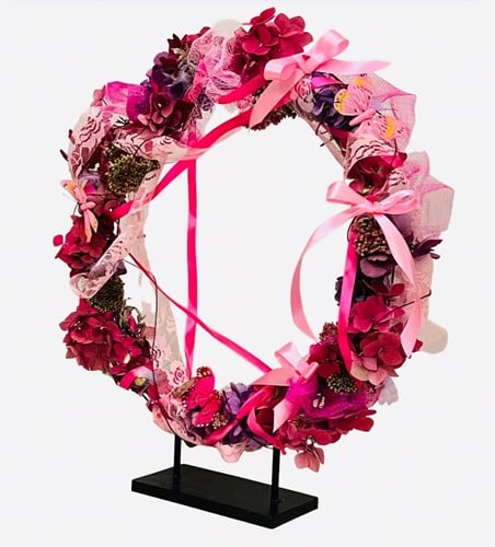 Metalen frame Zwaar Ring op dubbele poot platte plaat 38x10x48,5 cm Zwart