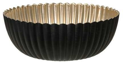 Bowl Fruitschaal met ribbels Zwart met Goud 20x7,5 cm