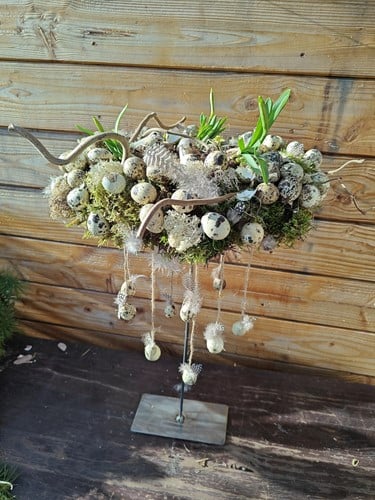 Metalen frame Bloemstukhouder hoge standaard met plaat 20x10x70 cm