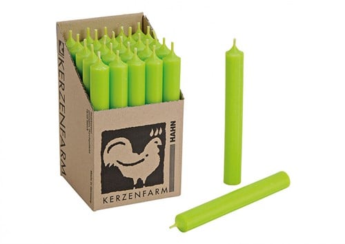 Staafkaarsen Doorgekleurd Appelgroen 25 stuks doos
