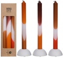 Kaarsen Dip Dye Oranje Bruin 24 cm Ø2,5 set 3 stuks