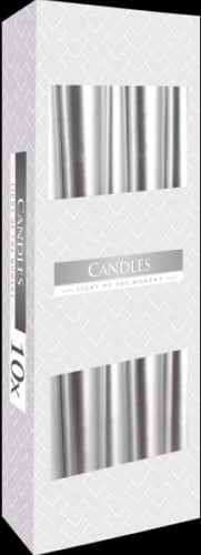 Taper Kaarsen Zilver Metallic 25x2,2 cm Set 10 stuks