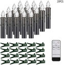 LED Kaarsen Warmwit met afstandsbediening timer Zwart 20 stuks