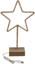 Metalen Frame Ster met jute op voet 20x35 cm met USB-kabel 1 stuk