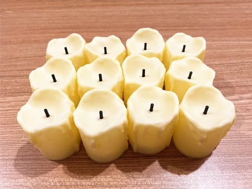 LED Minikaarsje met Lont Creme per stuk