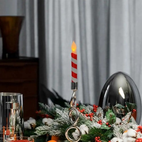 LED Kaars Ledcandle Warmwit met lont RoodWit Gestreept Candy 1 stuk
