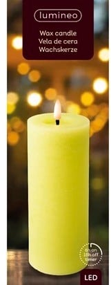 LEDkaars Wax Steady Binnen Lumineo Groen Warm Wit Ø7 cm H 19,4 cm per stuk