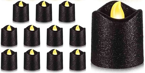 LED Minikaarsje Glitter Zwart per stuk