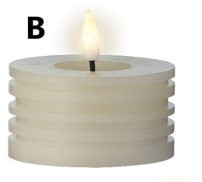 LED Waxinelicht Theelicht Max Wax Ivory ribbel 7,5x6,5 cm per stuk