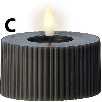LED Waxinelicht Theelicht Max Wax Antraciet ribbel 7,5x6,5 cm per stuk