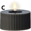 LED Waxinelicht Theelicht Max Wax Antraciet ribbel 7,5x6,5 cm per stuk