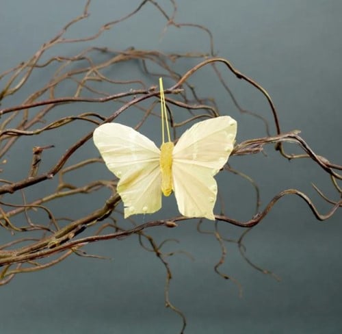 Vlinders Geel 7 cm 6 stuks met clip