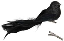Glittervogels met clip Zwart 16x4 cm pak 4 stuks