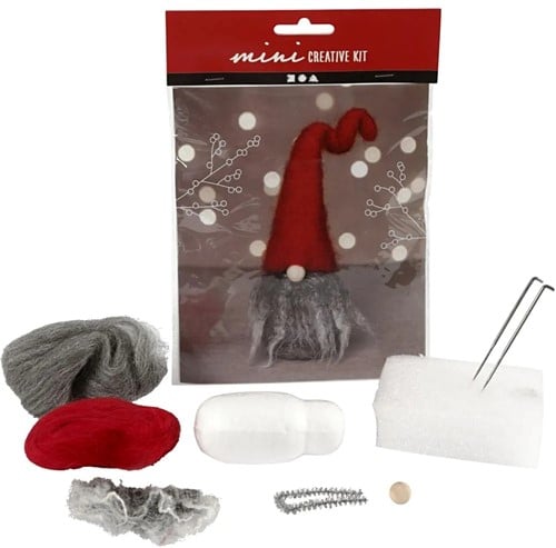DIYkit Pakket Hobbyset Mini Hobbyset Kerstgnoom rode muts baard 13 cm