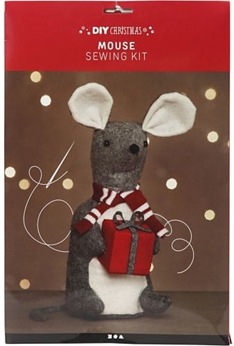 DIYkit Pakket Hobbyset Kerstmuis van vilt 30 cm zelf maken