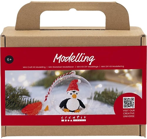 DIYkit Pakket Hobbyset Mini Hobbyset Kerstbal boetseren Pinguïn