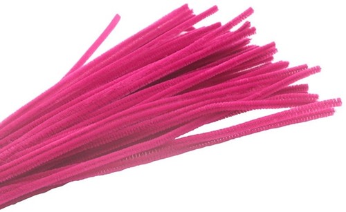 Chenille Pijpenragers dia 5-6mm, 30 cm C1 Rose Rood PAK50 