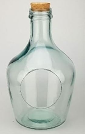 Glazen fles bottle terrarium met gat D10 cm D18 H30,6 cm