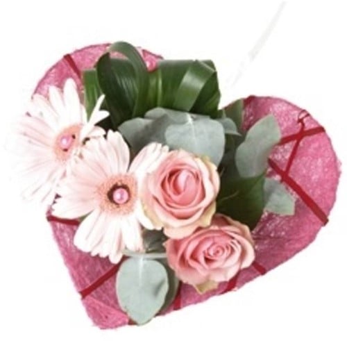 Boekethouder Deco-line hartvorm conisch Roze 20 cm
