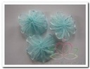 Organza 3 Beads bloemetjes Lichtblauw 25 mm 3 stuks