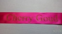 Bedrukt lint Cherry Fuchsia met Mat Gouden opdruk 45 mm 50 cm