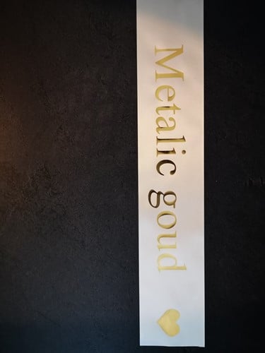 Bedrukt lint Ivory met Metalic Gouden opdruk 70 mm 80 cm  