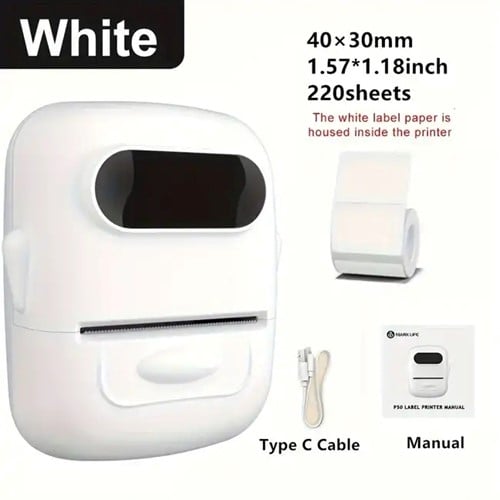 Labelprinter Marklife P50 Labelmaker incl software en gratis startRol / st Print labels vanaf je, tablet of telefoon EN Zonder inkt