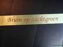 Bedrukt lint Zachtgroen met Bruine opdruk 45 mm 50 cm