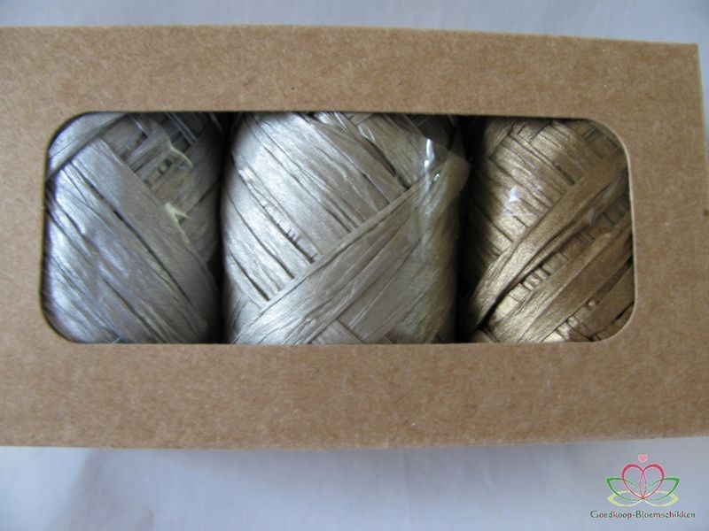 Raffia mix doosje 3 kleuren 93003-007-2 2 Champagne Metallic Bruin Goud