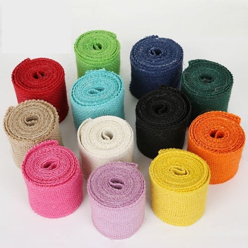 Jute band dicht Oranje 6 cm 2 meter kleinverpakking