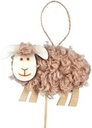 Bijsteker Schaap hout fleece 9x7 cm +12 cm los per stuk