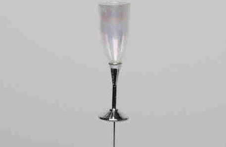 Champagneglas op steker Clear Zilver 7.5 cm doos 12 stuks