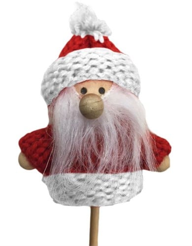 Bijsteker Kerstman Santa Claus Rood Wit 6.5 cm +10 cm stok pak 10 stuks