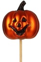 Bijsteker Halloween Pompoen Scary 6 cm +12 cm stok zak 24 stuks