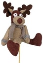 Bijsteker Rendier pluche 15x12 cm +12 cm stok per stuk