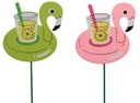 Bijsteker Flamingo Groen Roze 7.5x7 cm pak 12 stuks