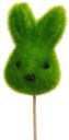 Bijsteker Konijn haasje kop Groen 5x7.5 cm +30 cm stok pak 6 stuks